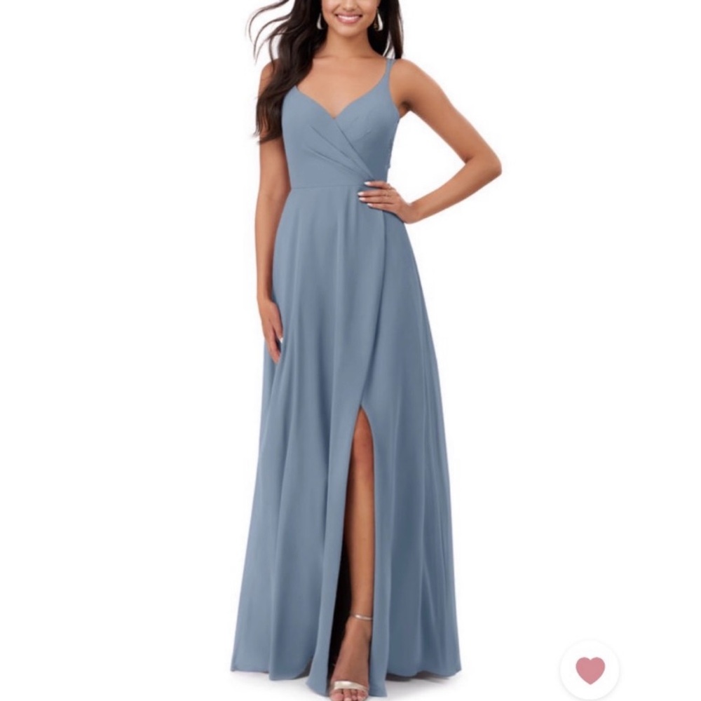 Azazie Thana Dress - Dusty Blue